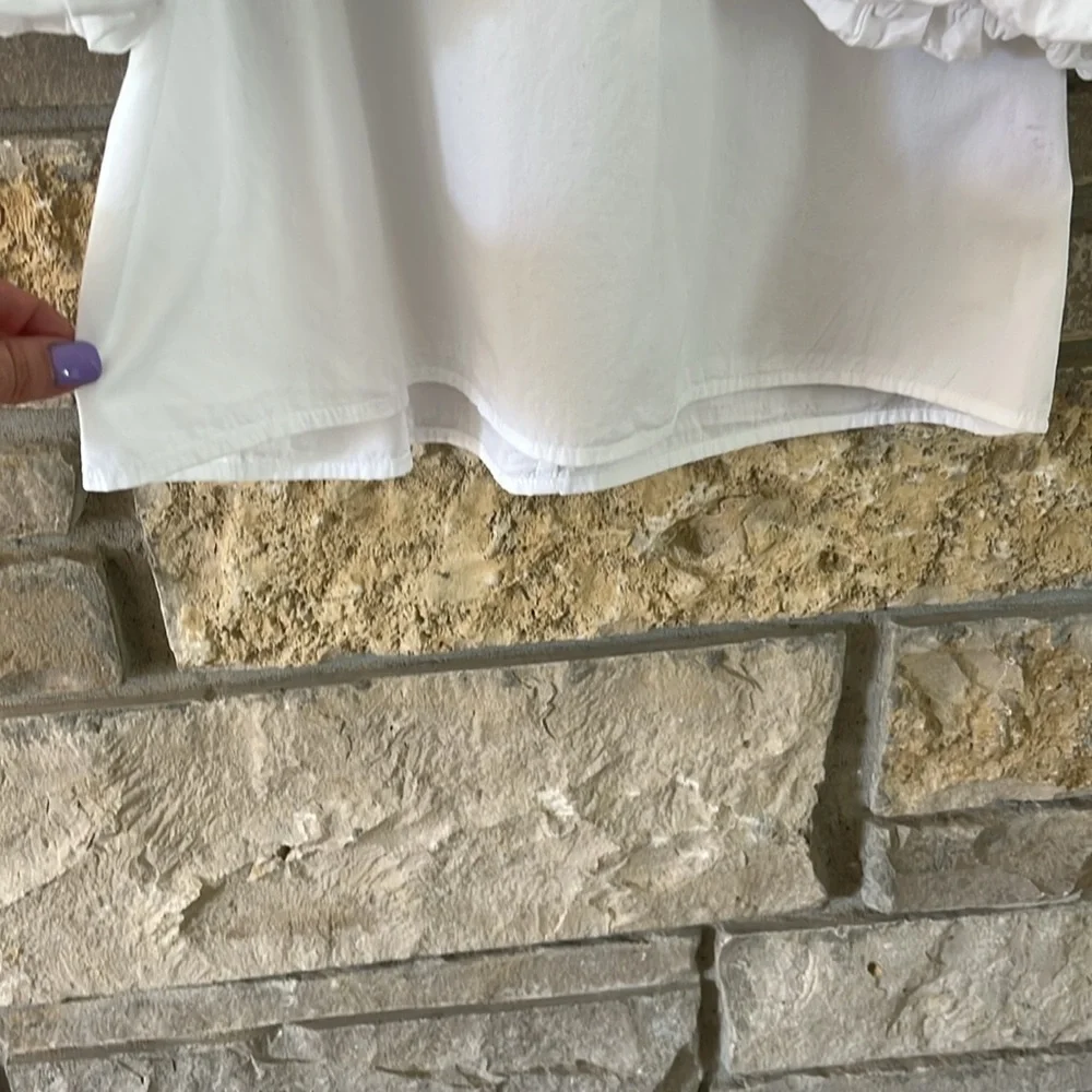 VELVET by Graham & Spencer White Off-the-Shoulder Women's Top Puff Sleeves Med - Picture 7 of 14